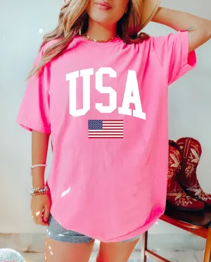 Comfort Colors or Bella Canvas USA Flag Shirts / Patrioti Memorial Day July 4th / Retro Style/ Toddler - Youth - Adult Sizing
