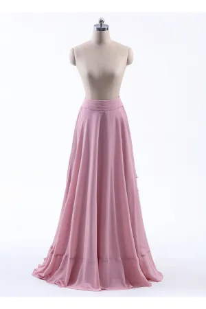 copy of Pink Chiffon Ruffles Slit A-line Bridesmaid Skirt