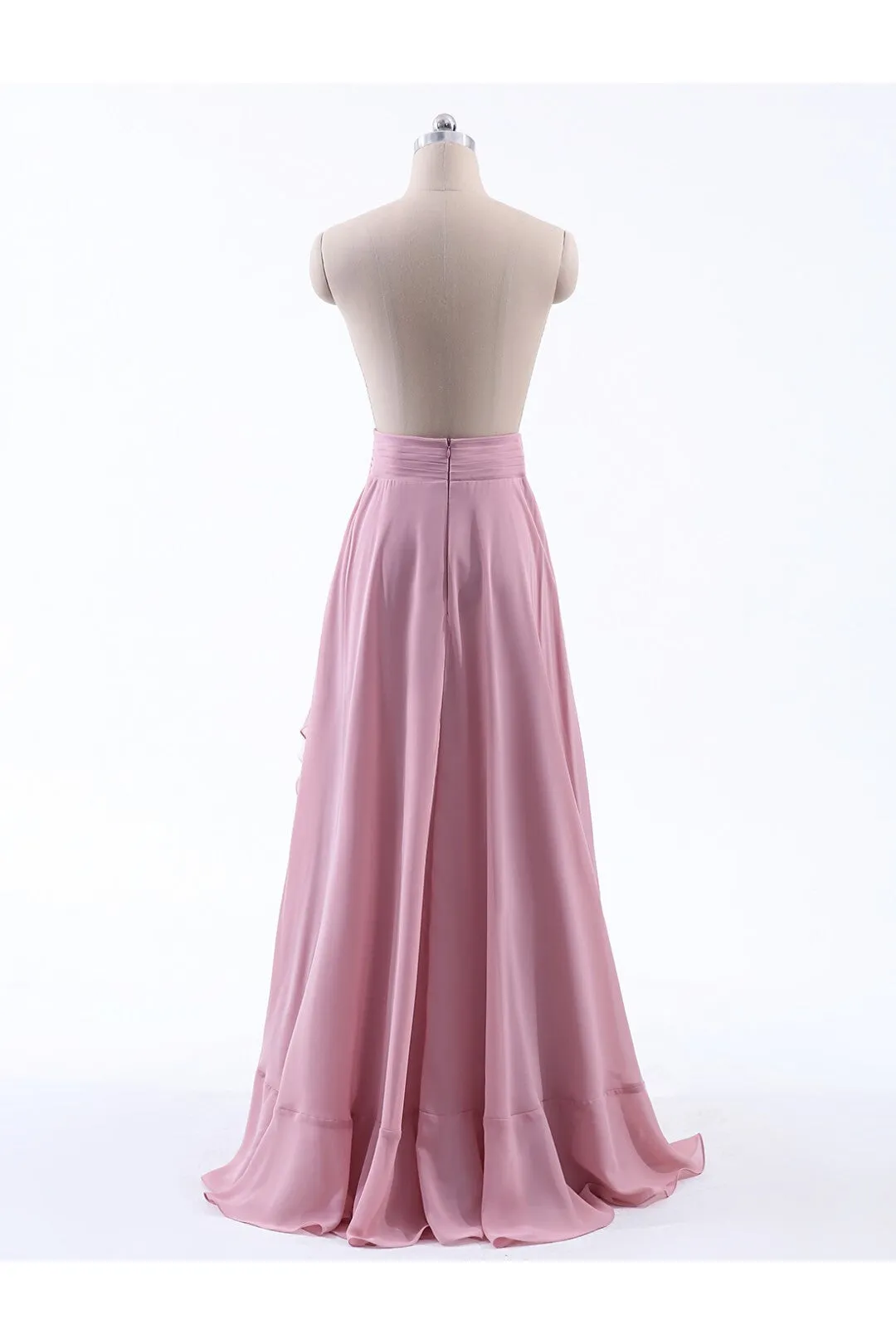 copy of Pink Chiffon Ruffles Slit A-line Bridesmaid Skirt
