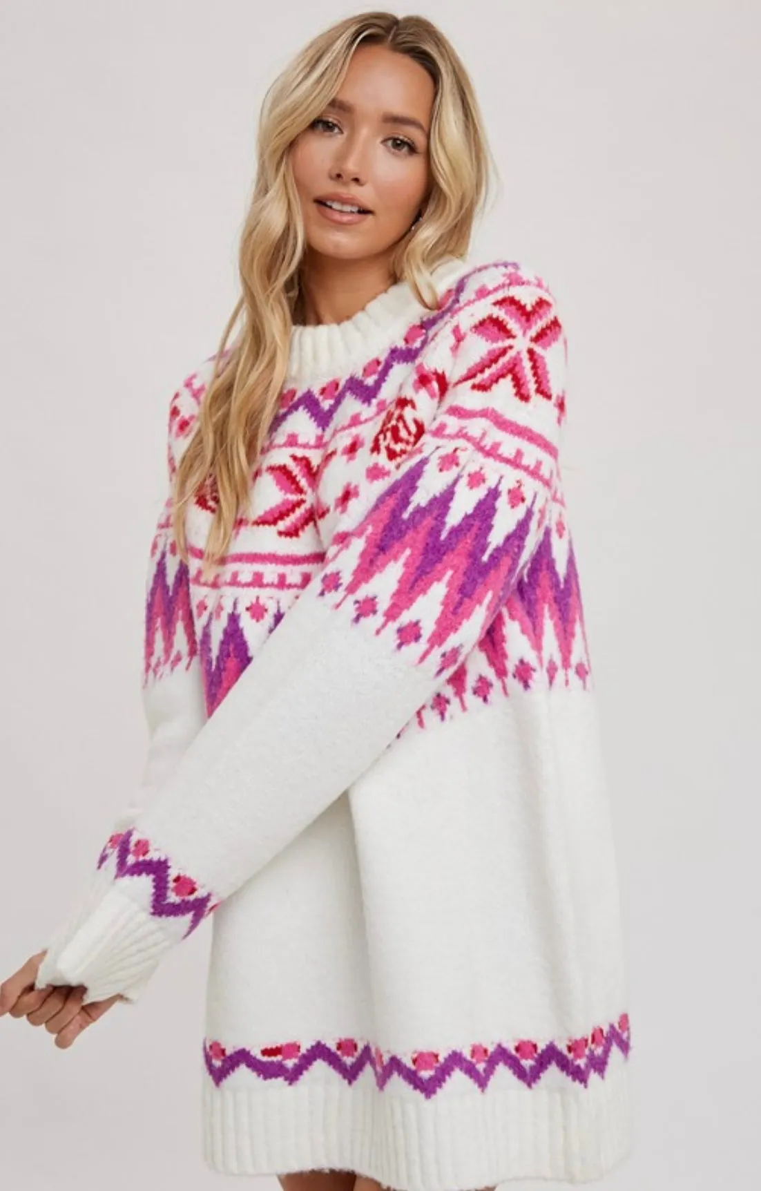 Cozy Fair Isle Sweater Dress