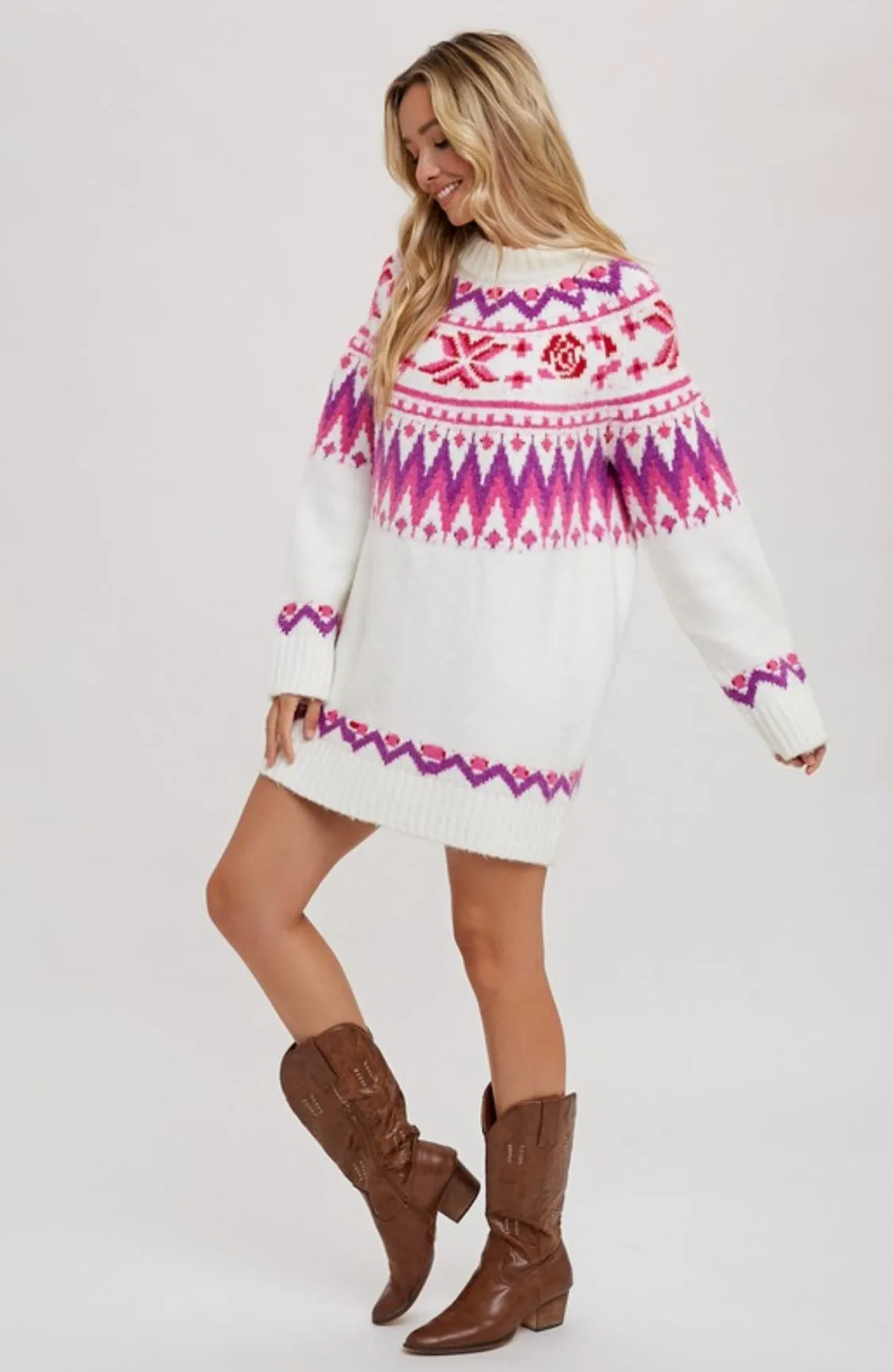 Cozy Fair Isle Sweater Dress
