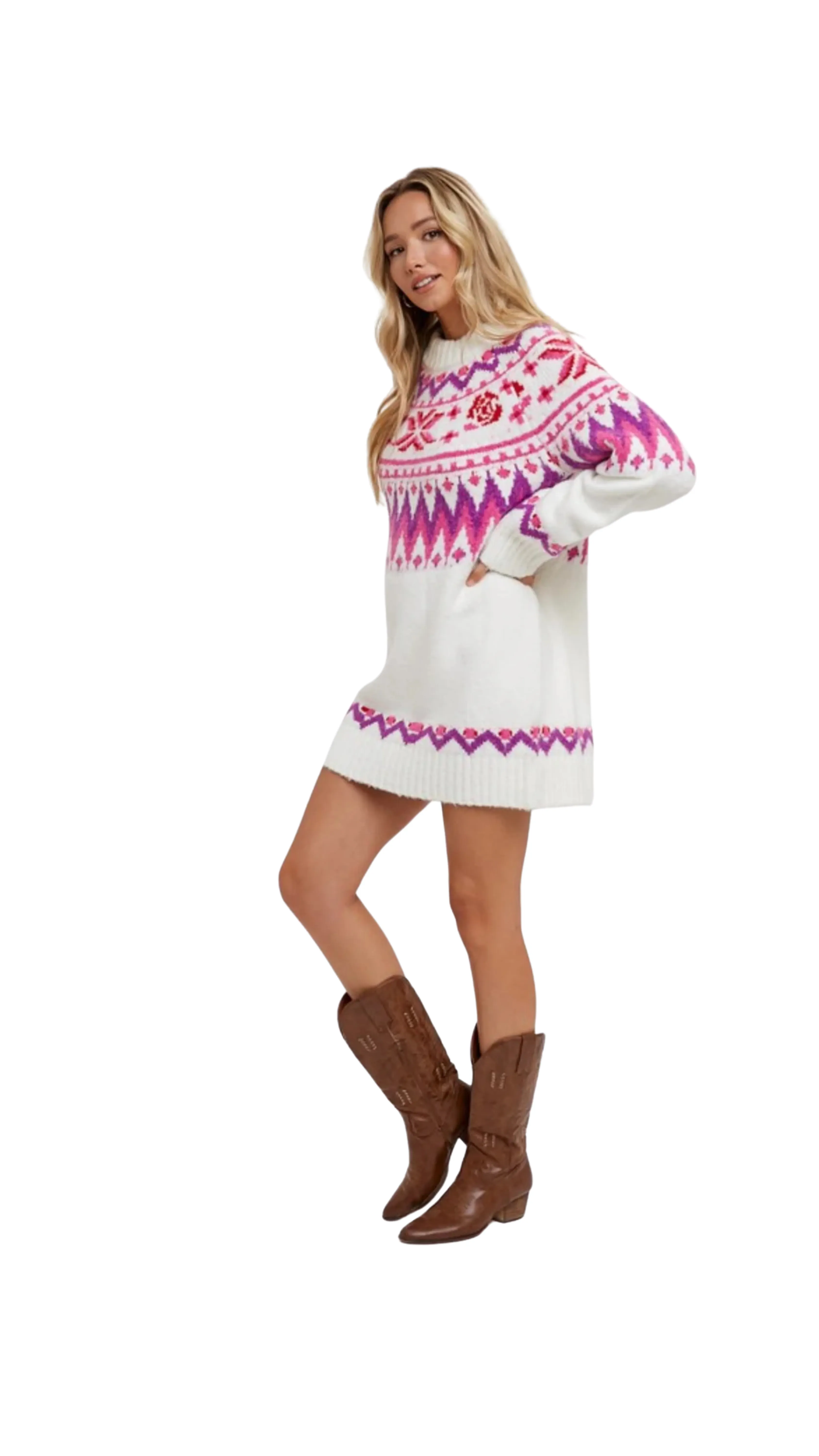 Cozy Fair Isle Sweater Dress