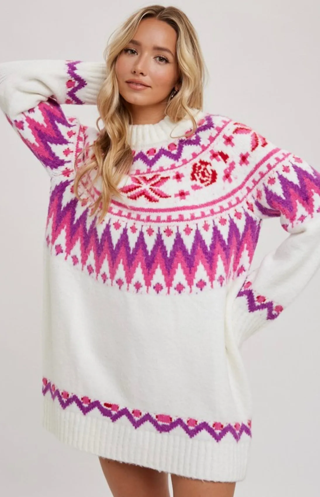 Cozy Fair Isle Sweater Dress