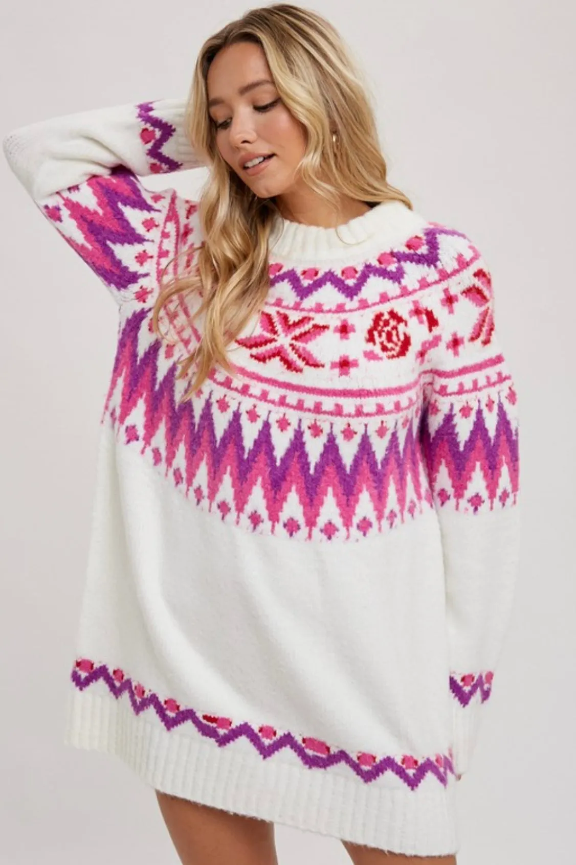 Cozy Fair Isle Sweater Dress