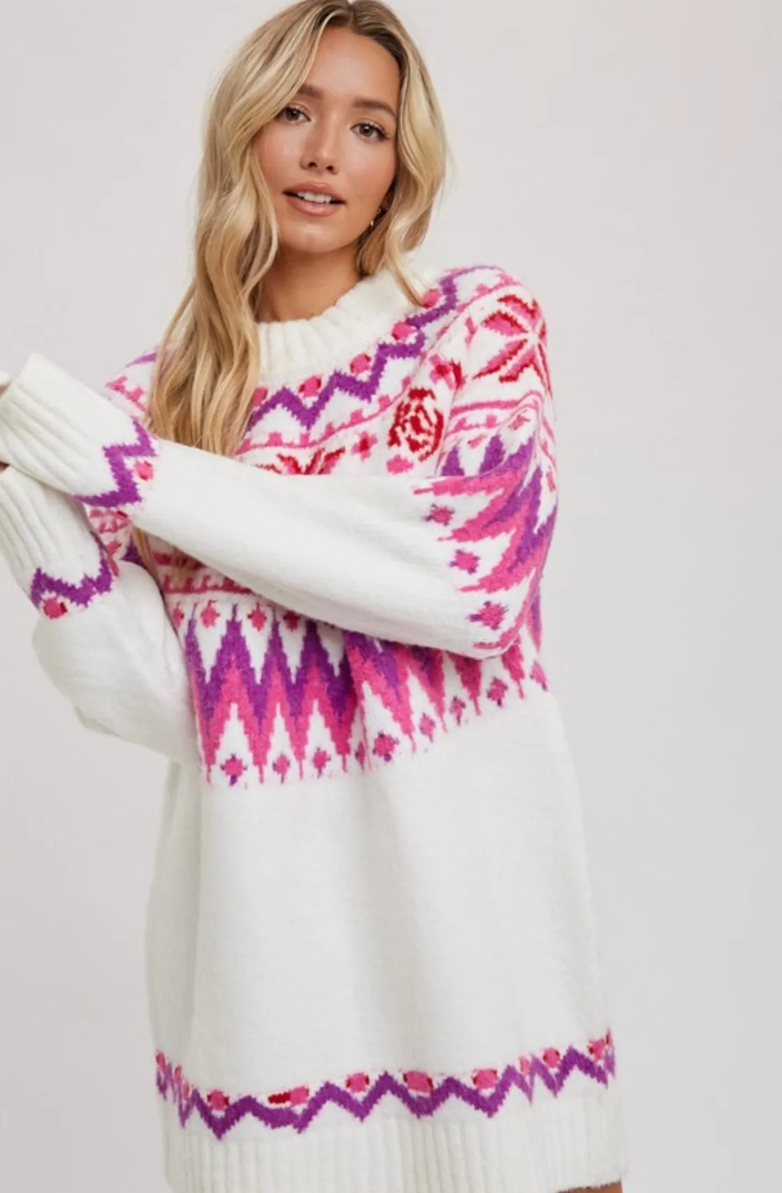 Cozy Fair Isle Sweater Dress
