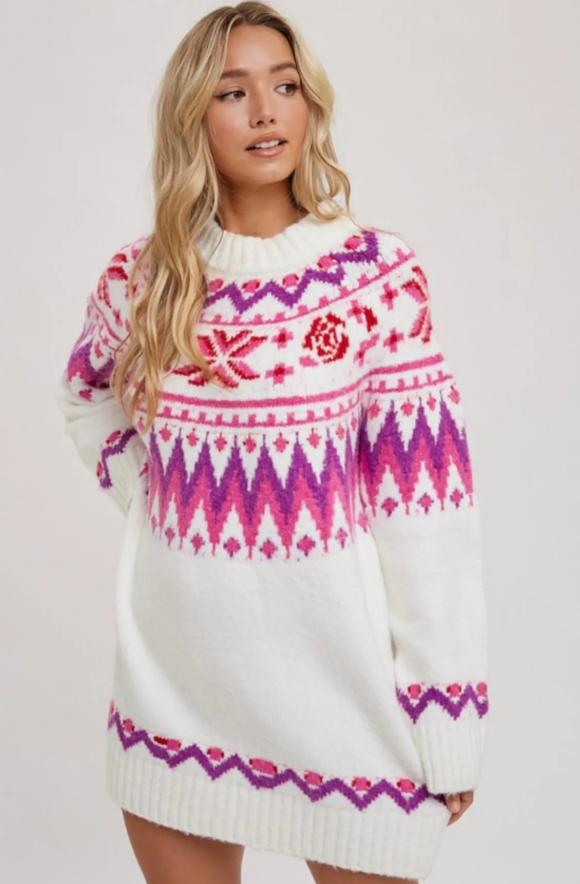 Cozy Fair Isle Sweater Dress