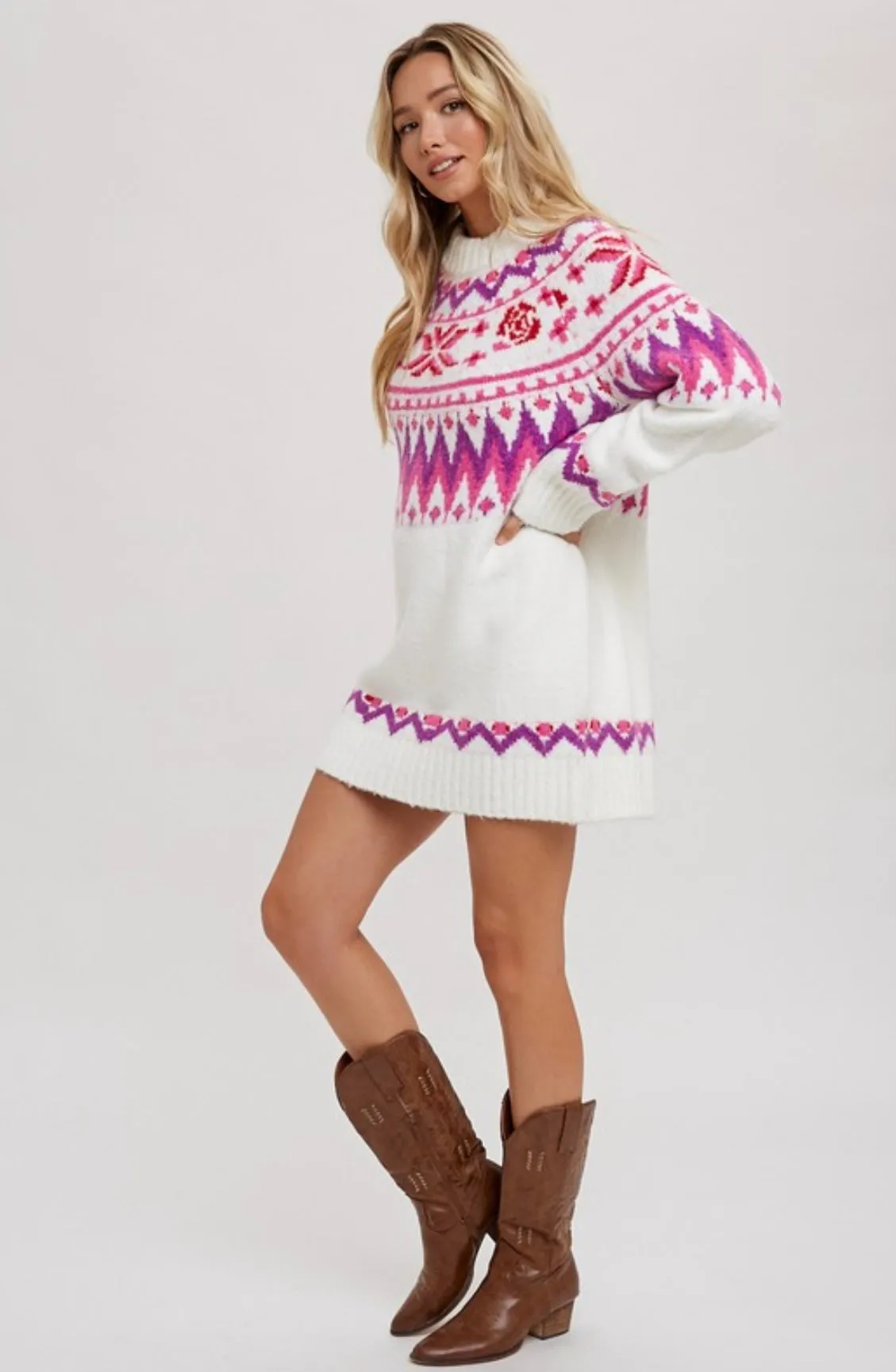 Cozy Fair Isle Sweater Dress
