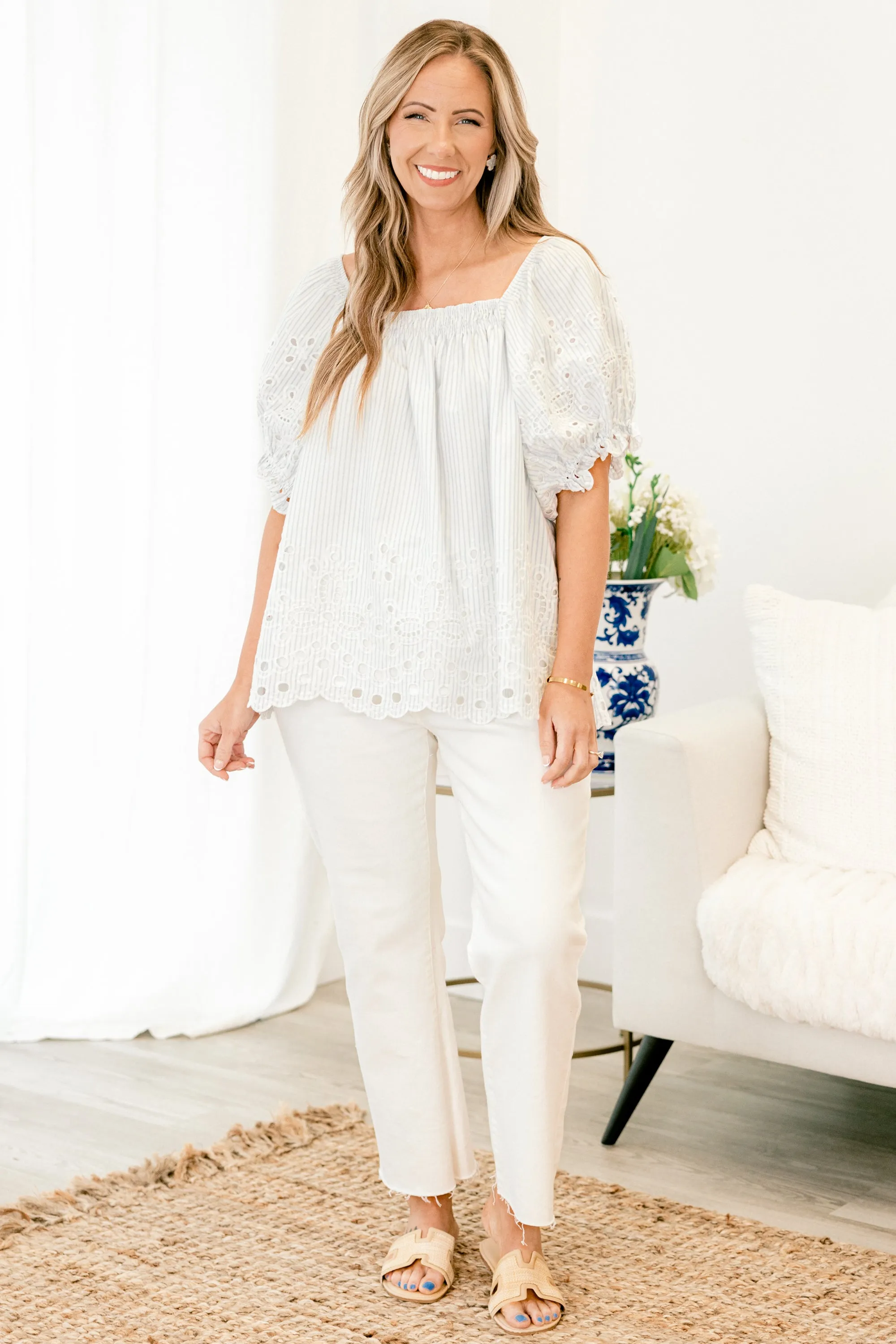 Cozy Love Top, Blue Stripe