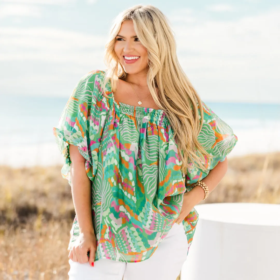 Cozy Love Top, Green Tropical