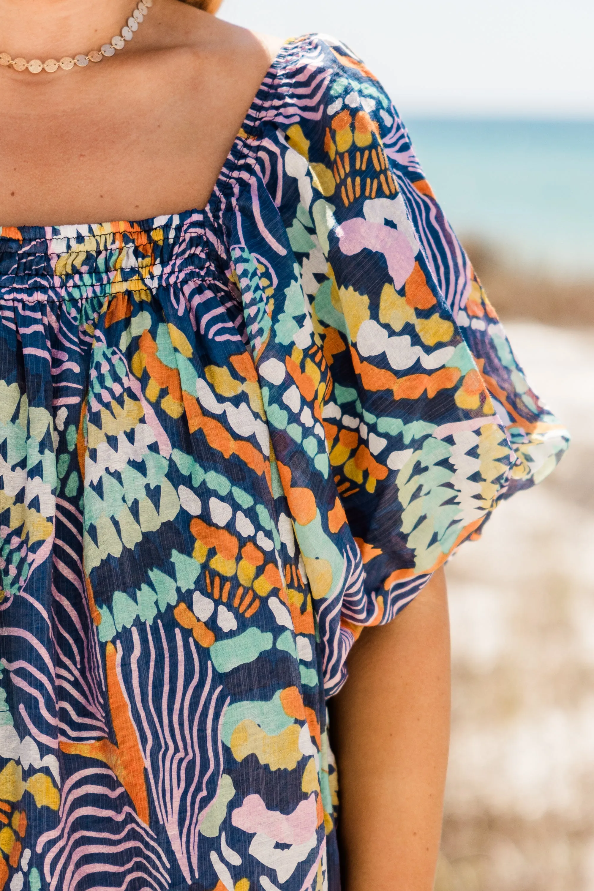 Cozy Love Top, Navy Tropical