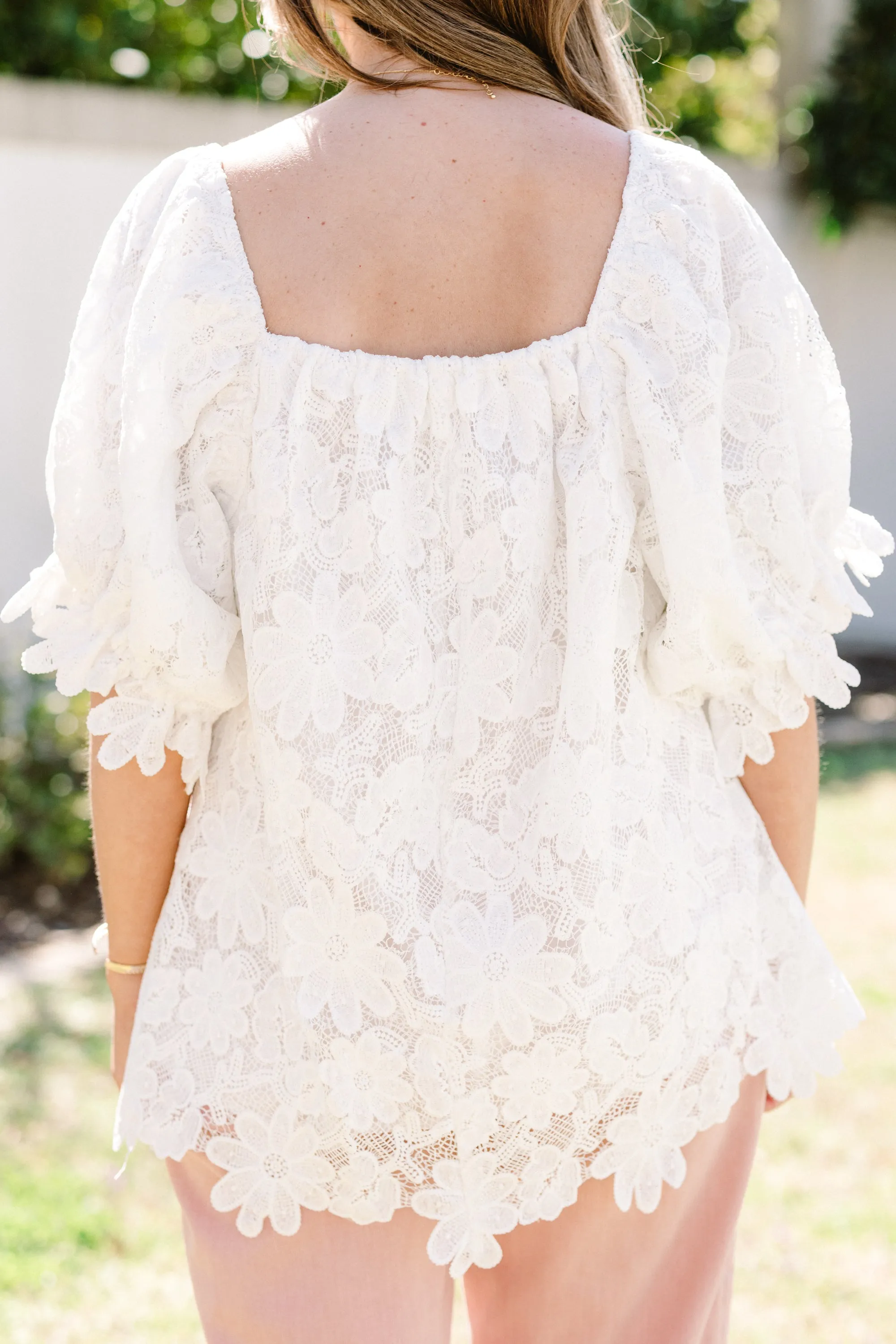 Cozy Love Top, White Lace