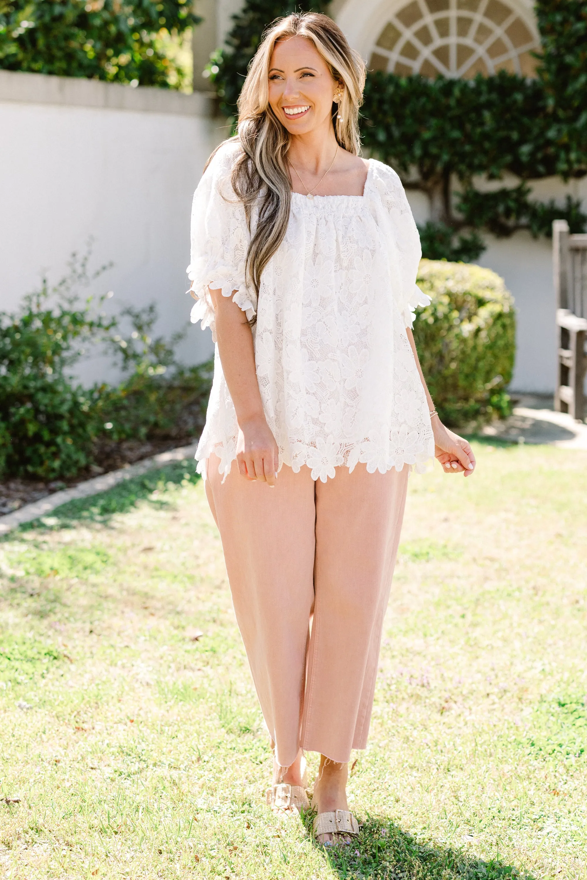 Cozy Love Top, White Lace
