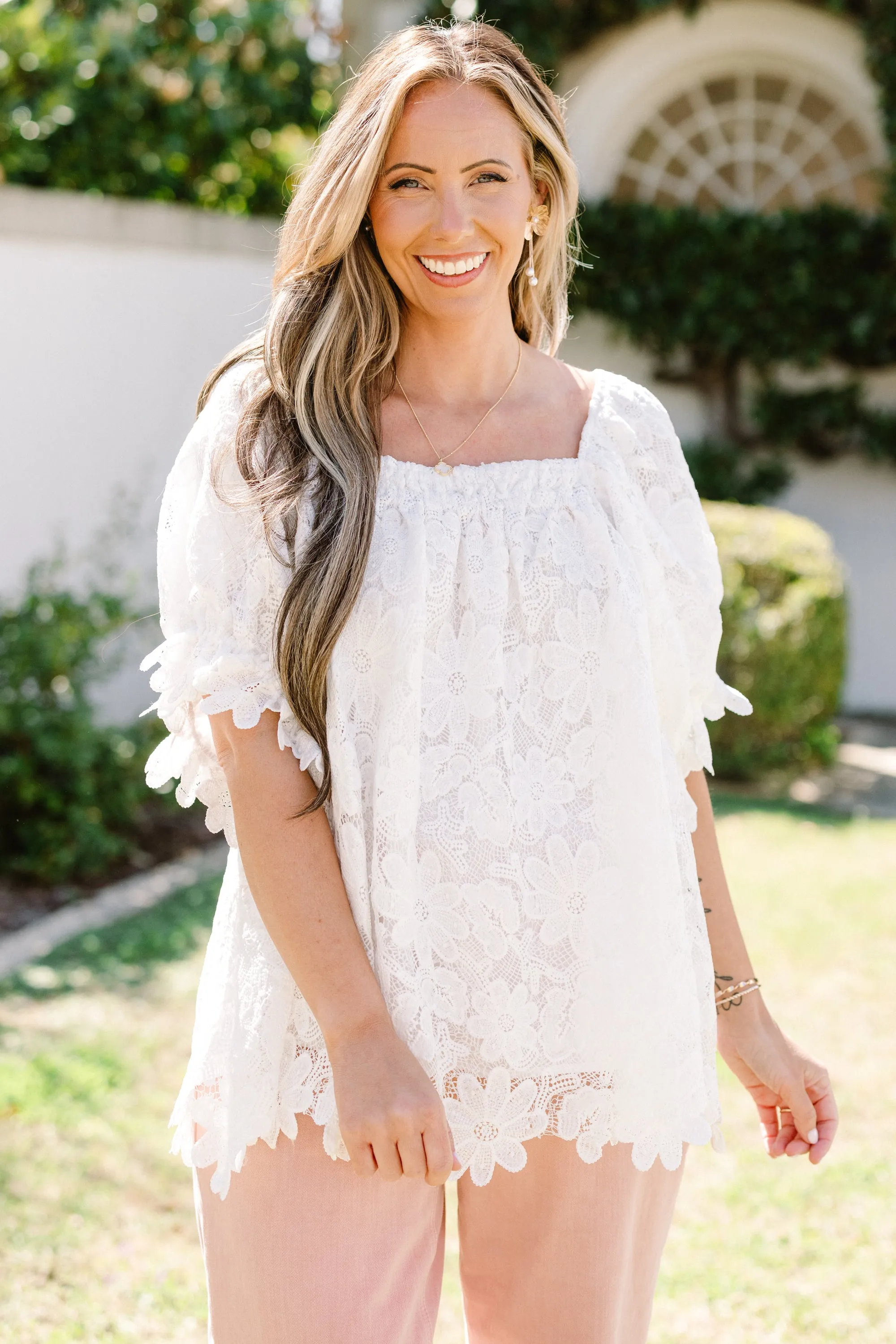 Cozy Love Top, White Lace