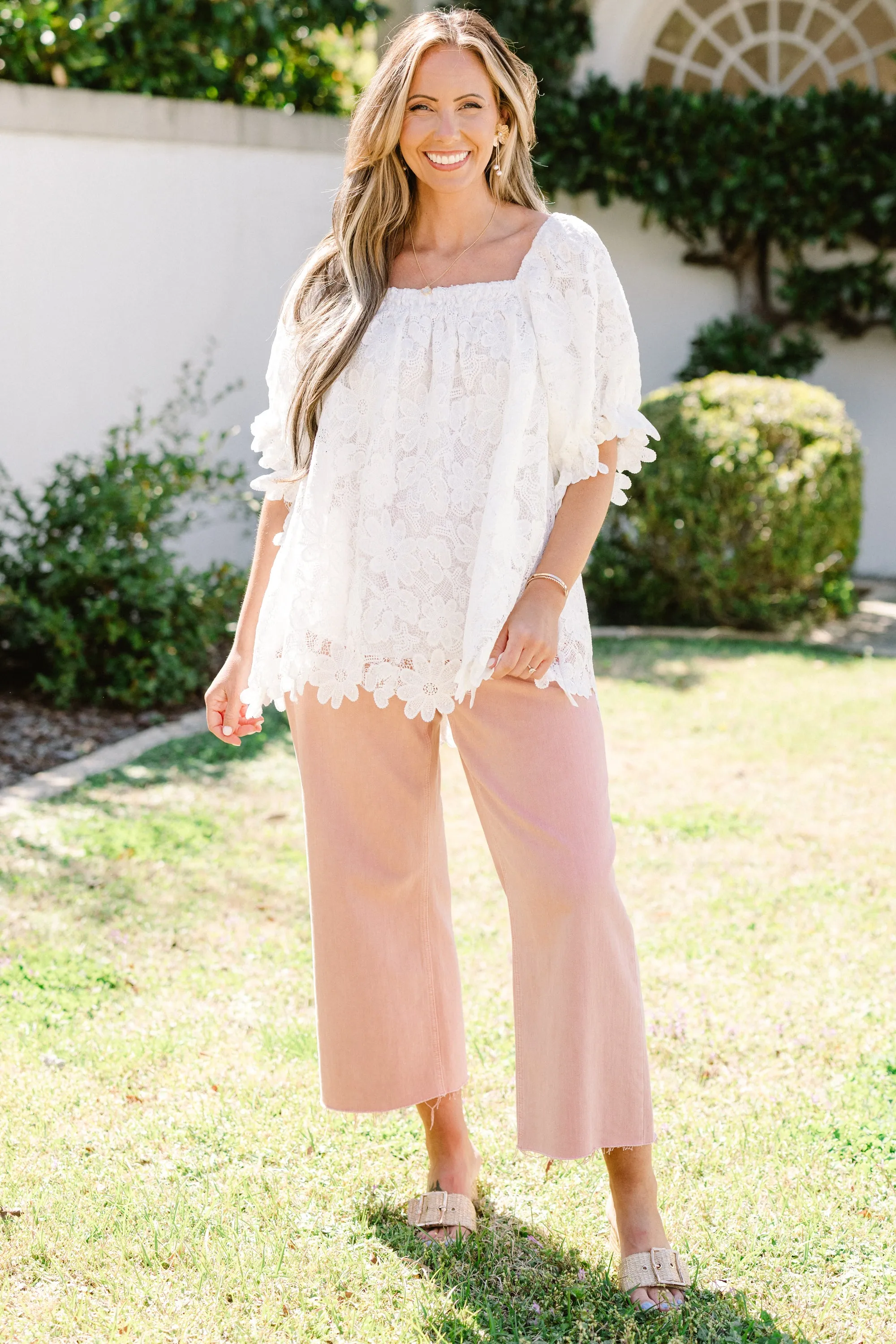 Cozy Love Top, White Lace