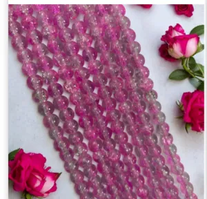 Crackle Beads 8mm - Light Pink & White