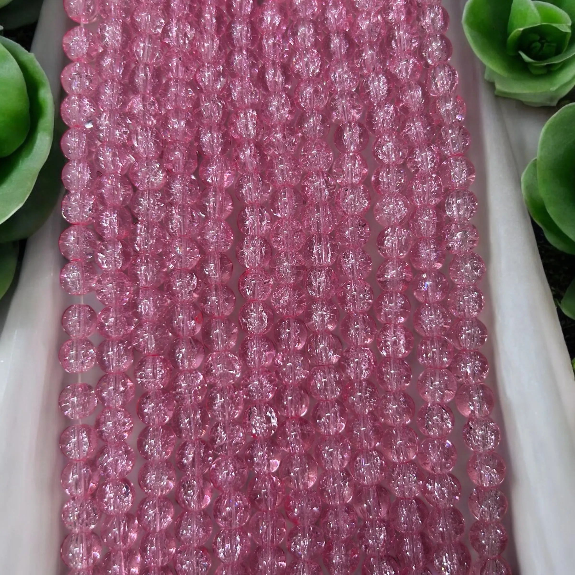 Crackle Beads 8mm - Light Pink