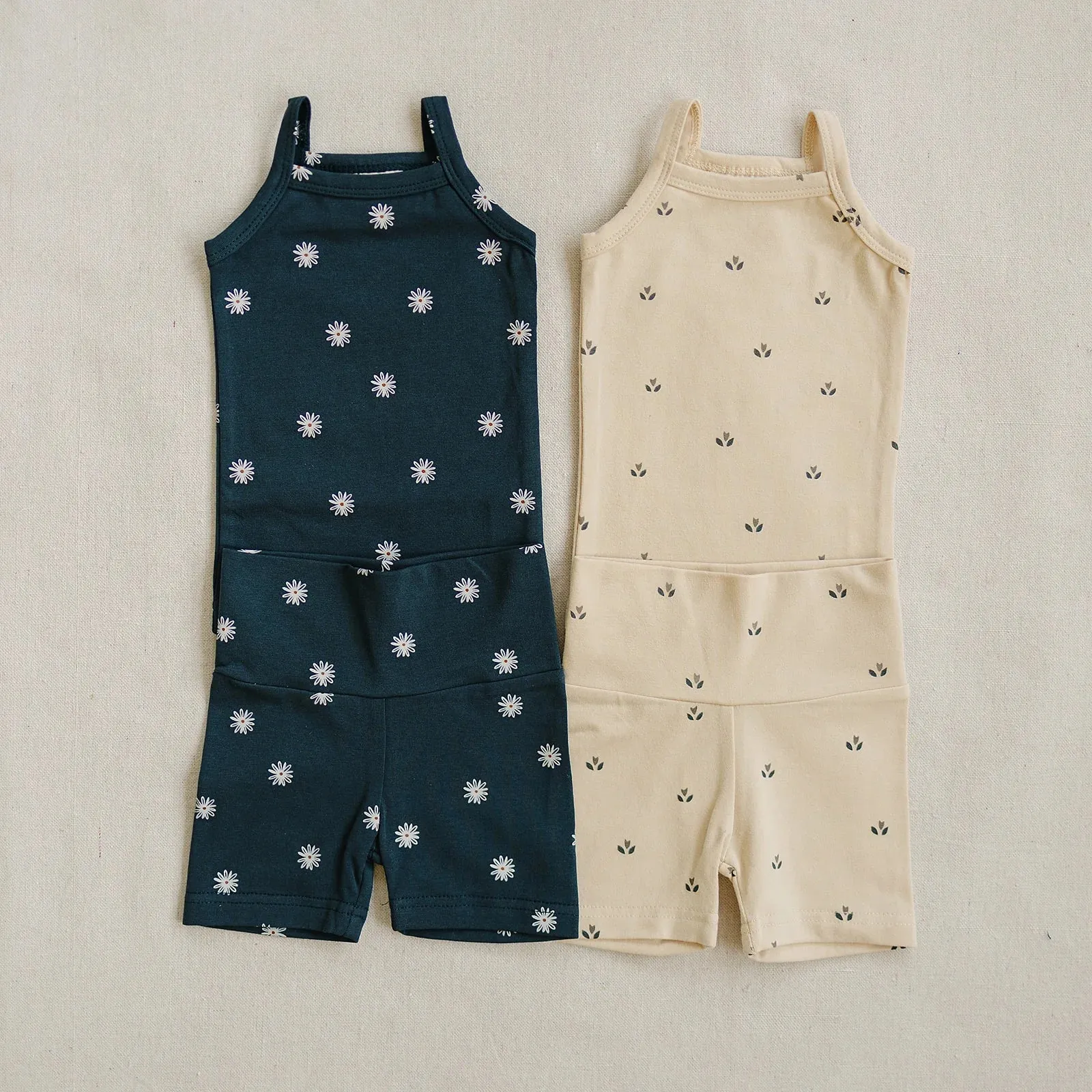 Cream Tulips Tank   Biker Short Set