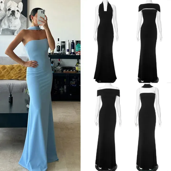 Crepe Mermaid Long Evening Dresses