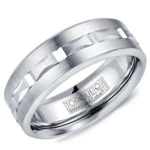 Crown Ring White Gold Inlay and White Cobalt Wedding Band