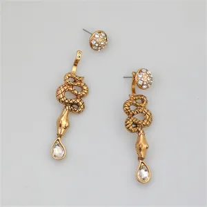 Cubic Zirconia & 18K Gold-Plated Snake Ear Jackets