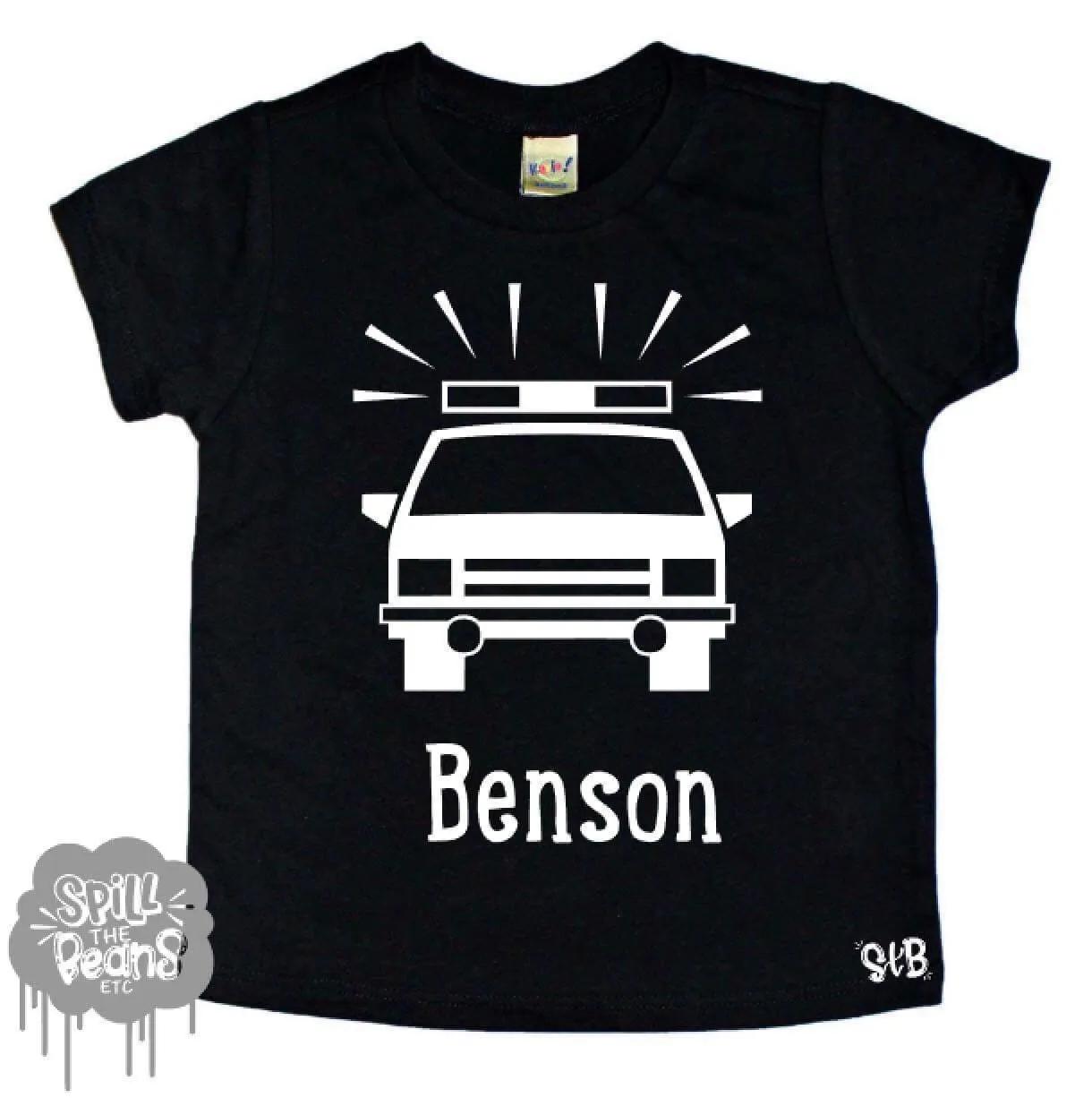Custom Name Police Car kids Tee Shirt