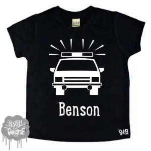 Custom Name Police Car kids Tee Shirt