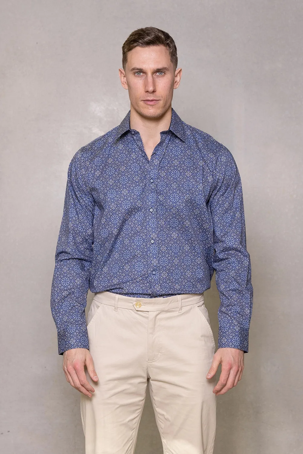 CUTLER & CO BLAKE ALL OVER PRINT STRETCH COTTON L/S SHIRT CW21410