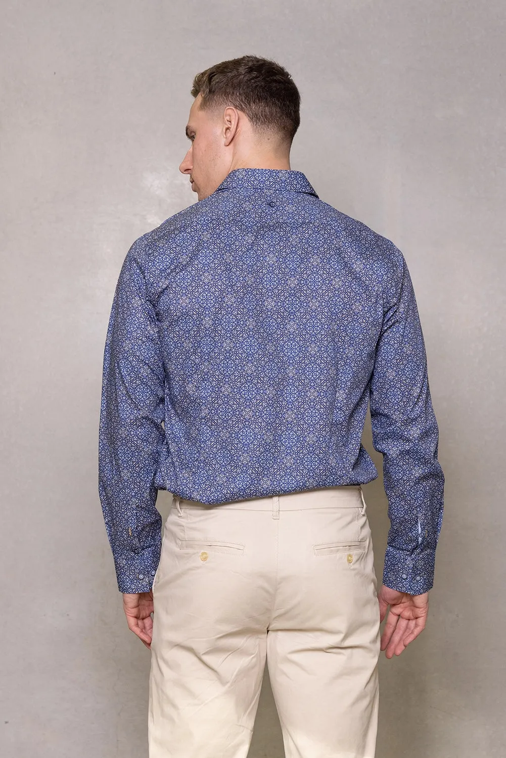 CUTLER & CO BLAKE ALL OVER PRINT STRETCH COTTON L/S SHIRT CW21410
