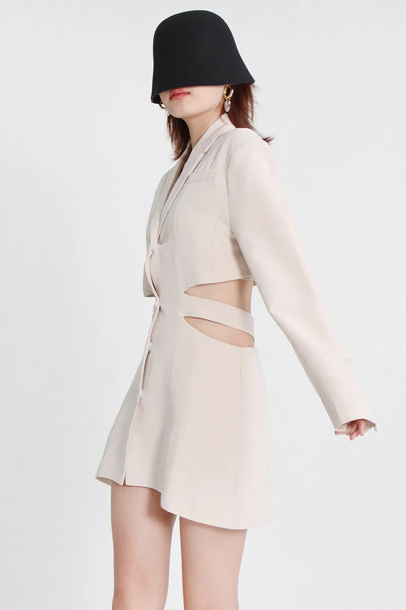 Cutout Blazer Dress in Solid Color