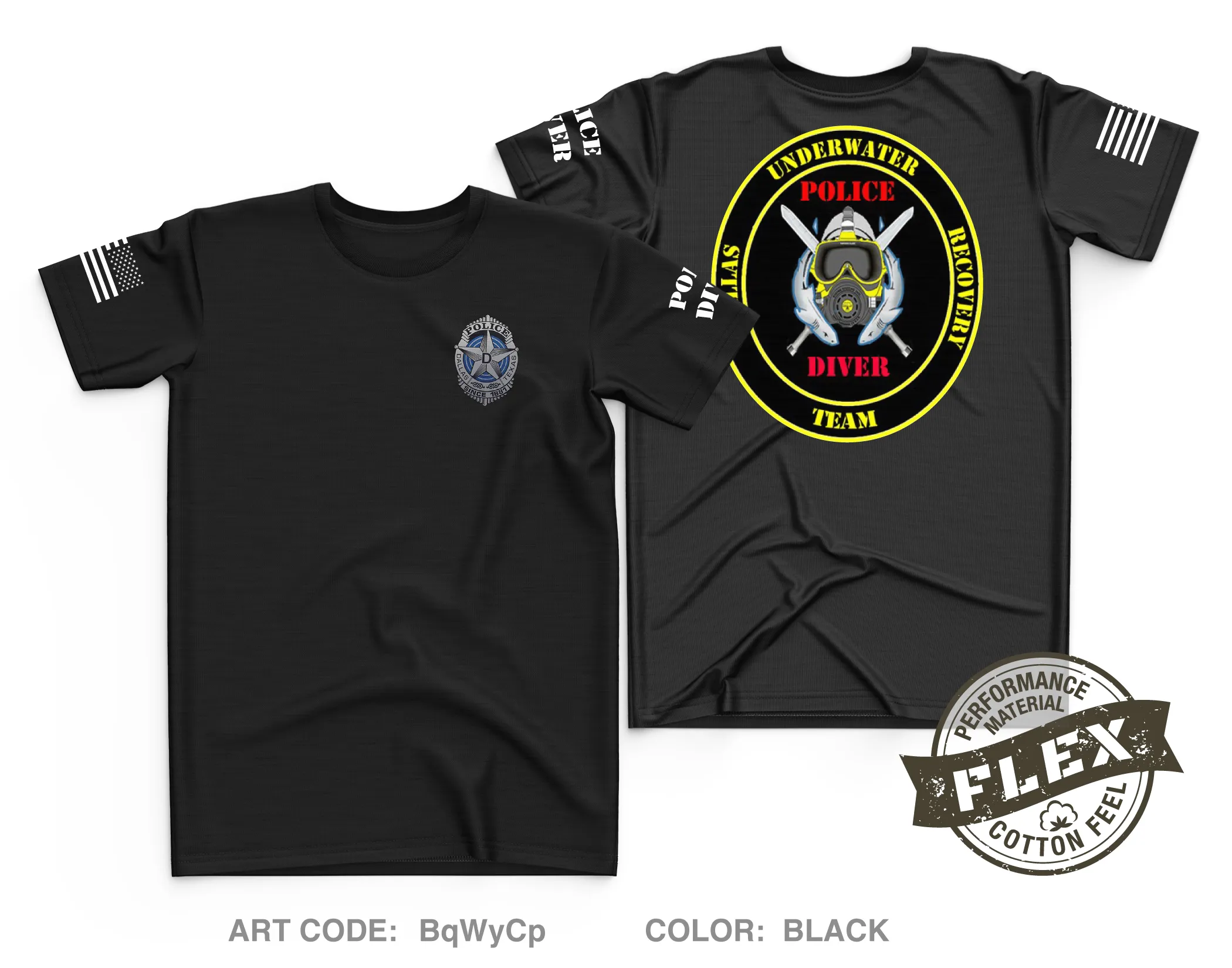 Dallas Police Dive Team Core Men's LS Flex Performance Tee - BqWyCp