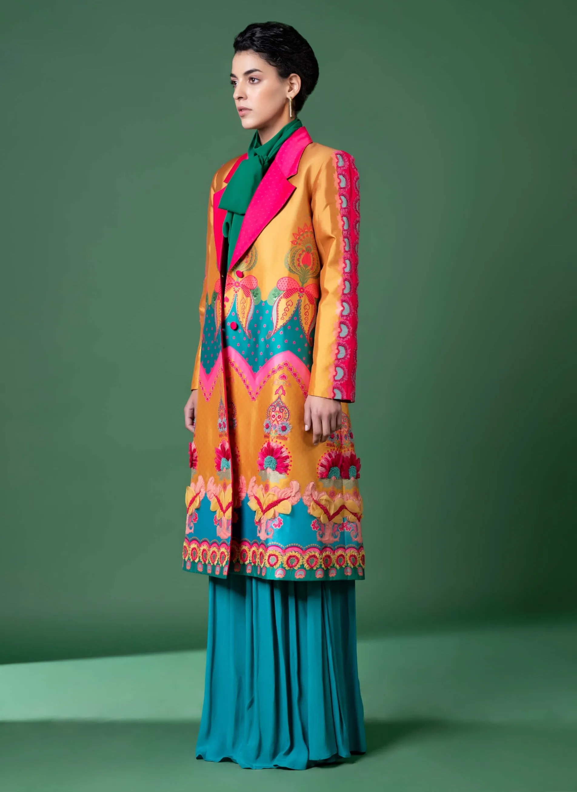 Day bloom embroidered coat and pant