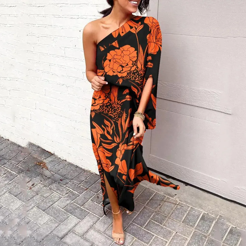 Diagonal shoulder dresses