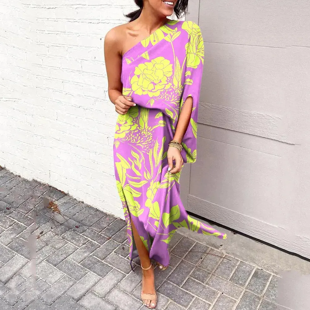 Diagonal shoulder dresses