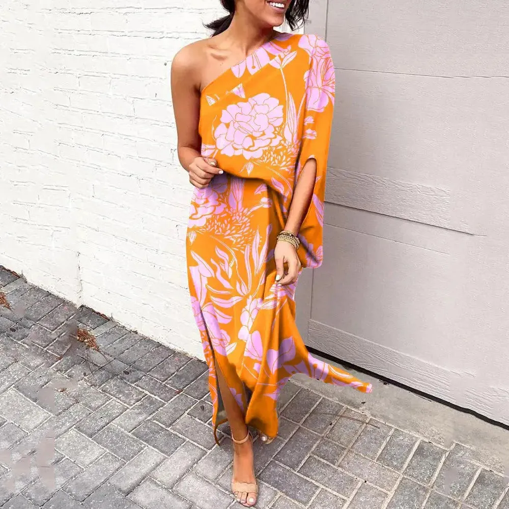 Diagonal shoulder dresses
