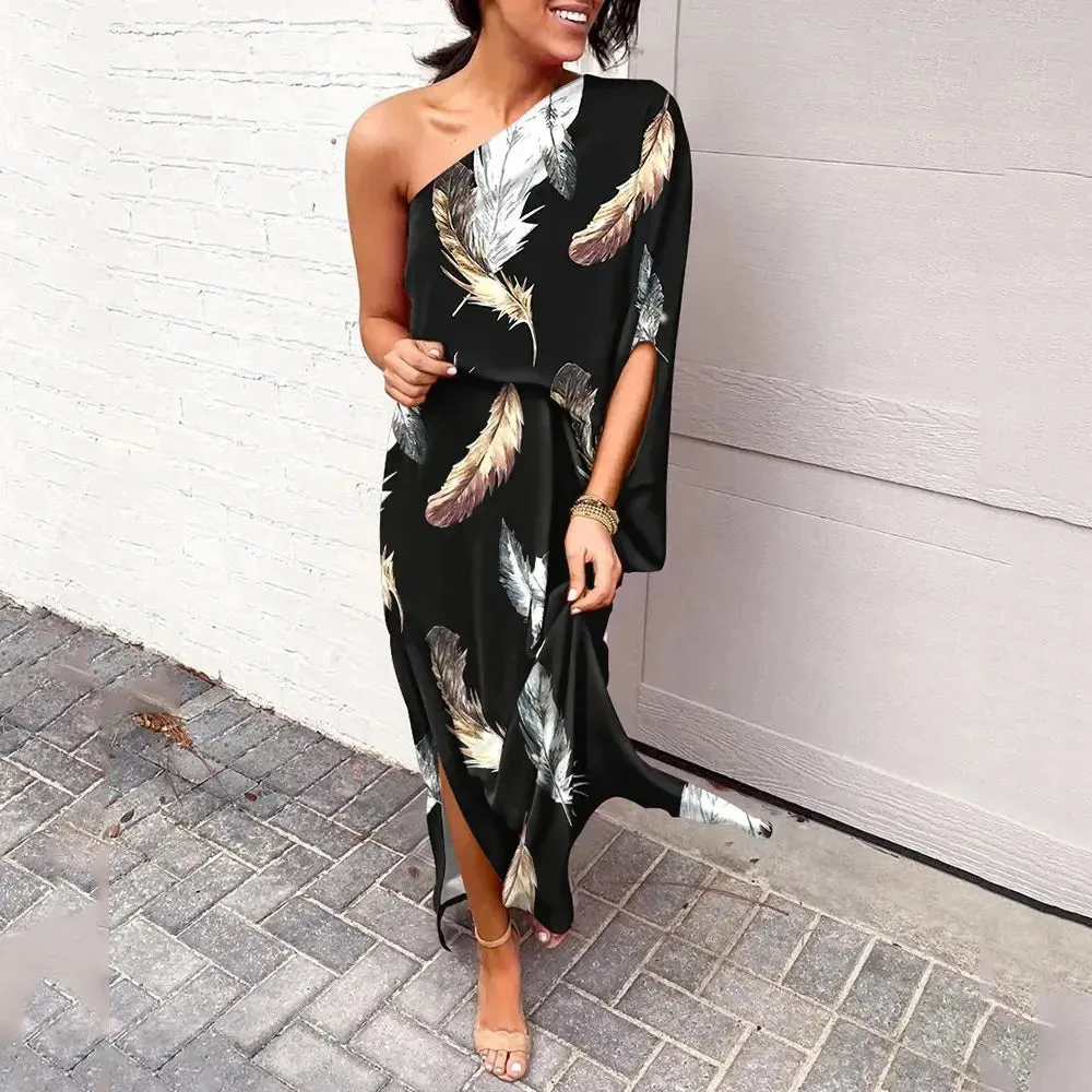 Diagonal shoulder dresses