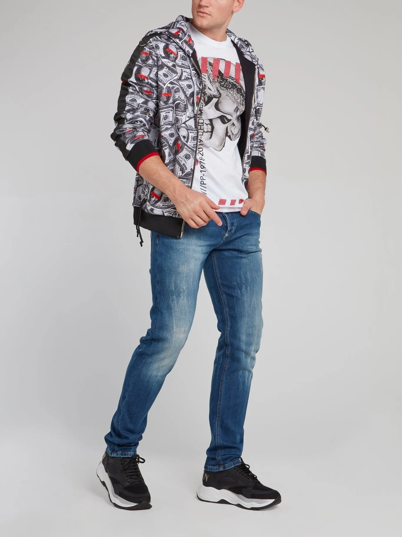 Dollar Skull Hoodie Sweat Jacket