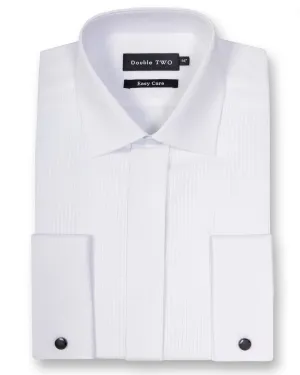 Double Two Men's White Ribbed Pique Evening Dress Shirt (5003) Size 14.5-23