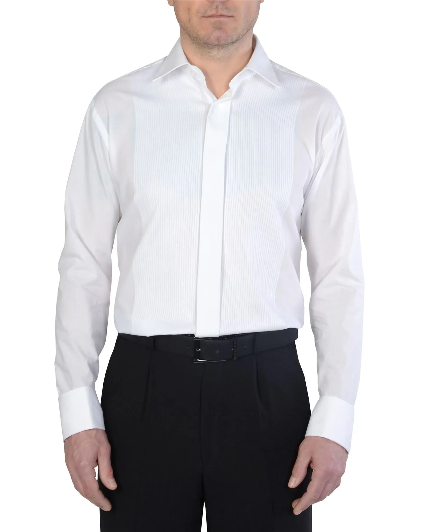 Double Two Men's White Ribbed Pique Evening Dress Shirt (5003) Size 14.5-23
