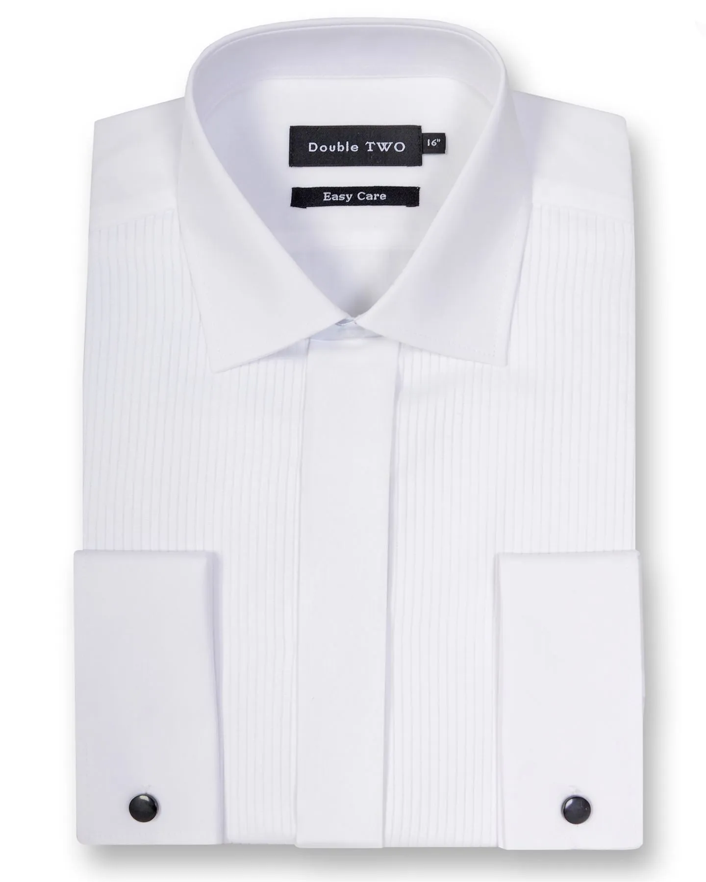 Double Two Men's White Ribbed Pique Evening Dress Shirt (5003) Size 14.5-23