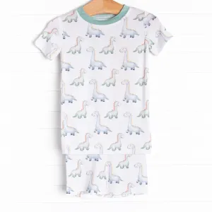 Dozing Dino Bamboo Pajama Short Set, Green