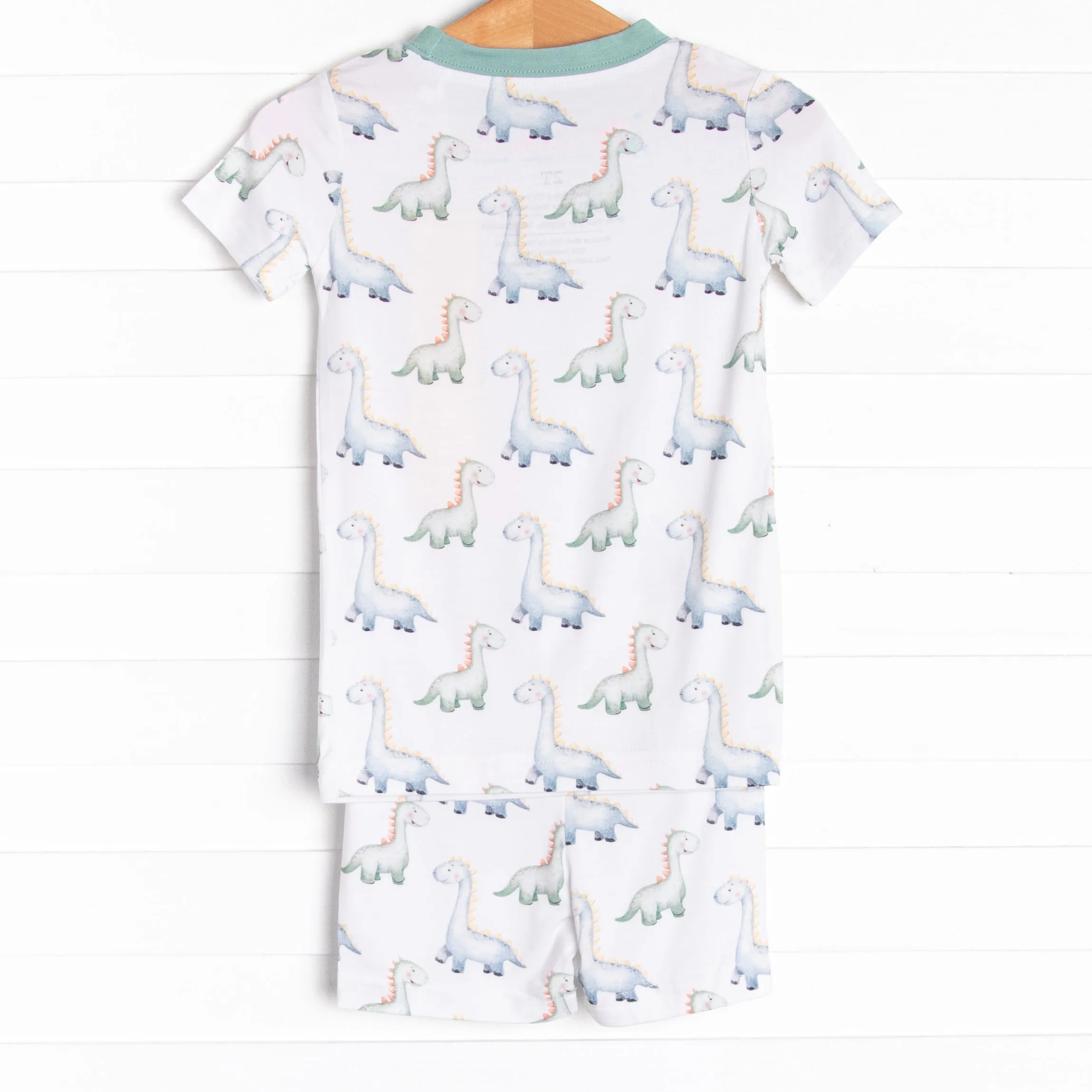 Dozing Dino Bamboo Pajama Short Set, Green