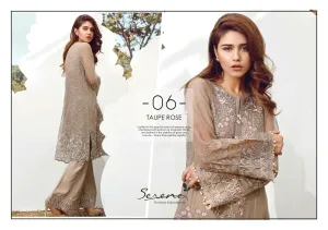Dress by sareen in light brown and pink color with threds embroidery and tila work Model # C 549