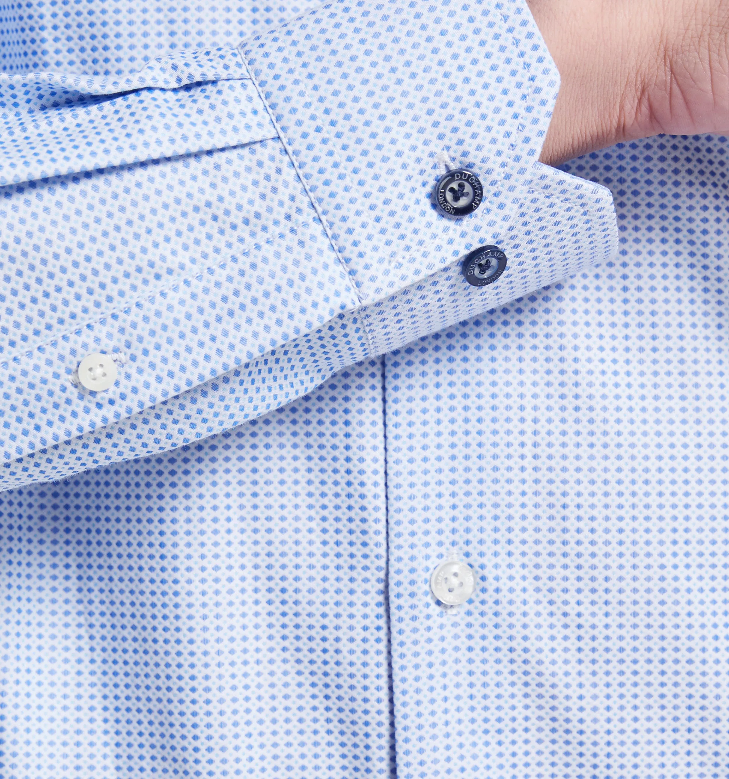 Duchamp London Blue Diamond Dot Dress Shirt