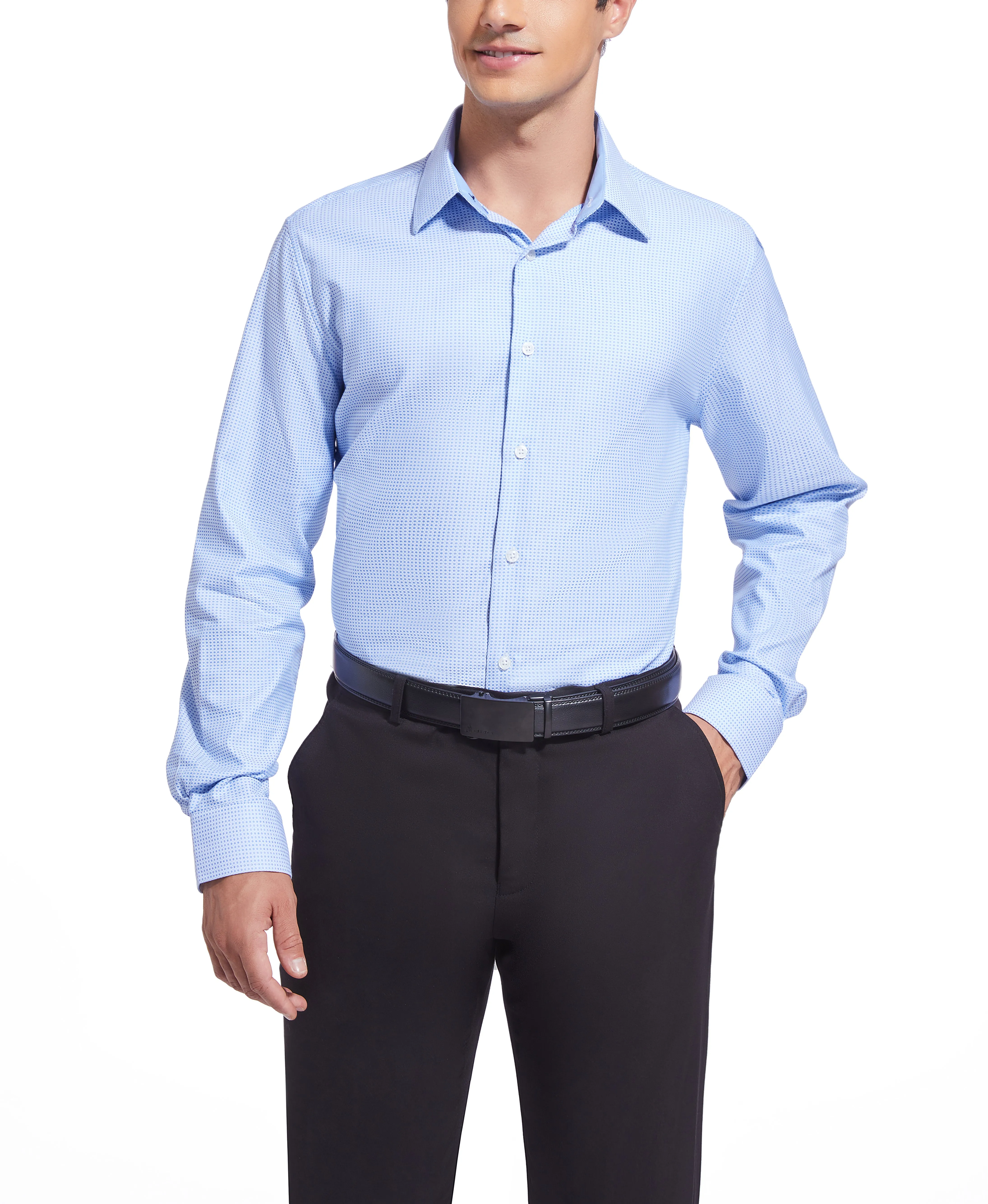 Duchamp London Blue Diamond Dot Dress Shirt