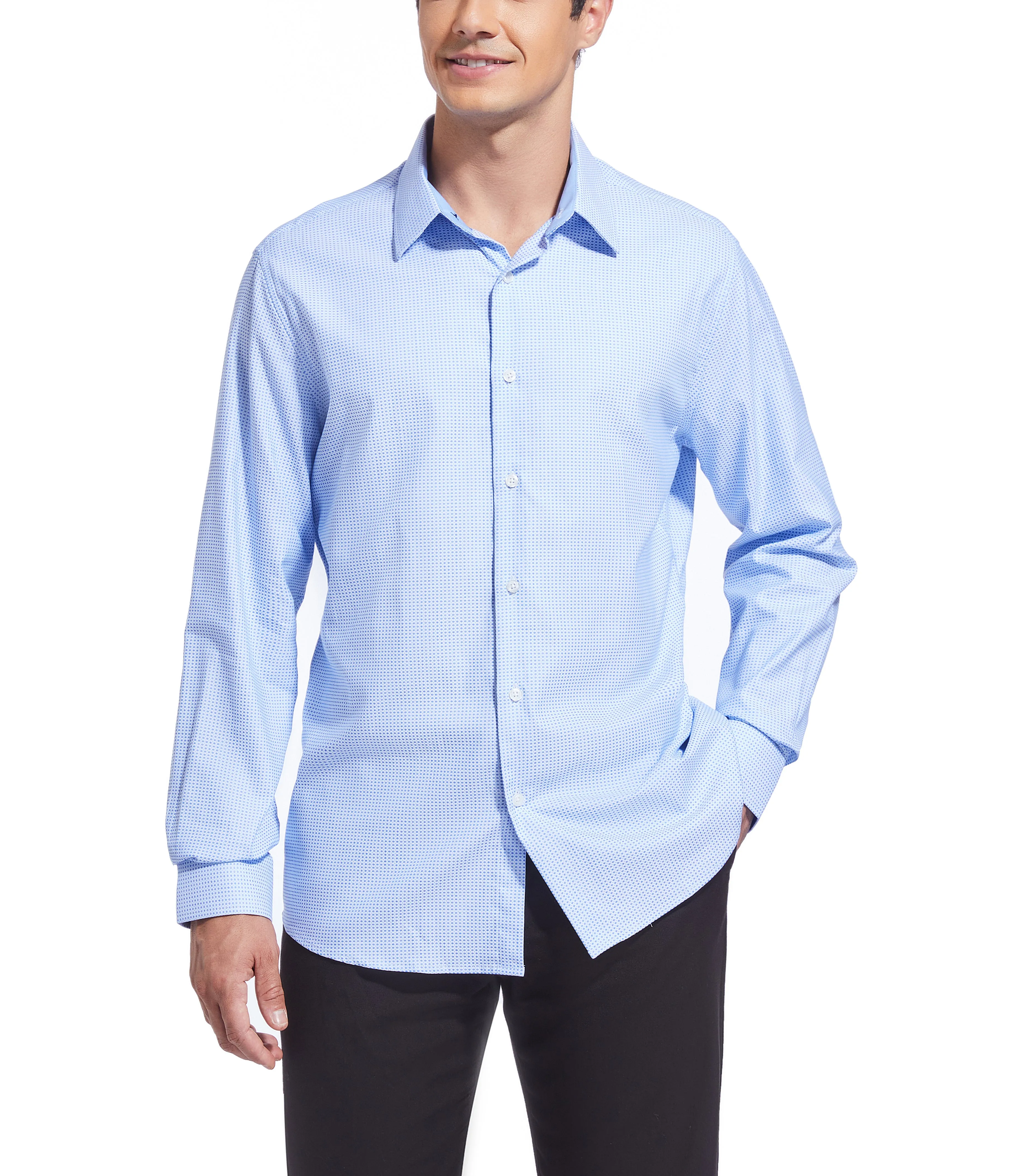 Duchamp London Blue Diamond Dot Dress Shirt