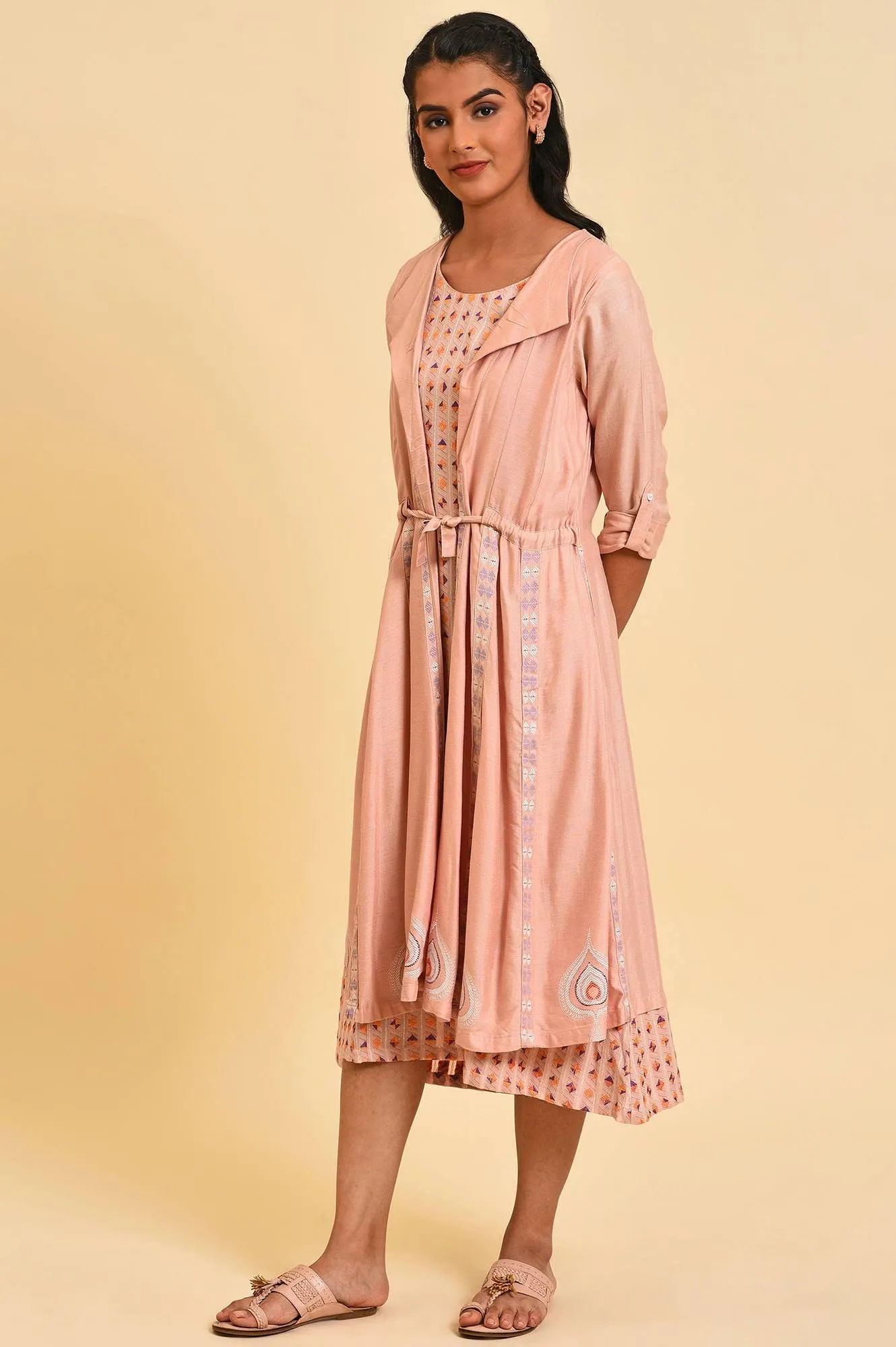 Dusty Pink Mock Layered Dress