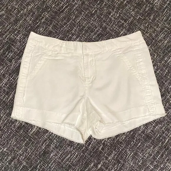 ECRU Women's White Frayed Hem Tencel Dressy Dress Shorts Lined Size 6