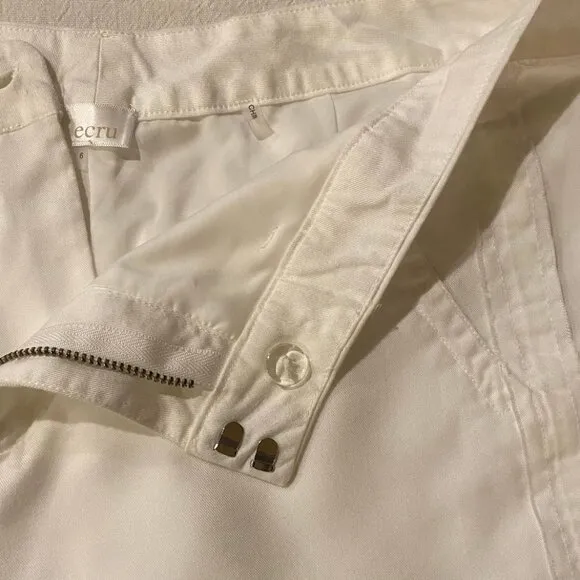 ECRU Women's White Frayed Hem Tencel Dressy Dress Shorts Lined Size 6
