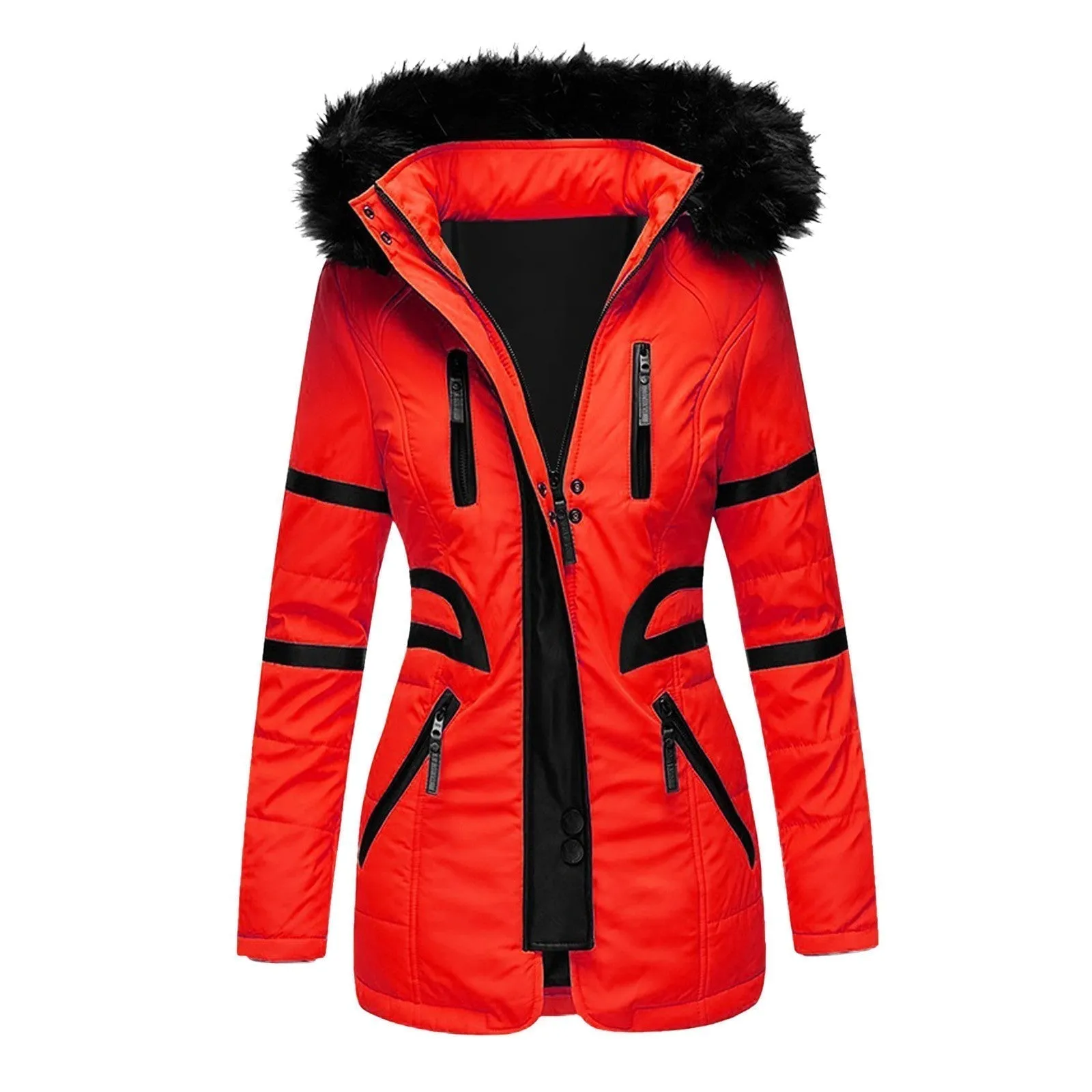 Elegant women's winter coat with hood and wool