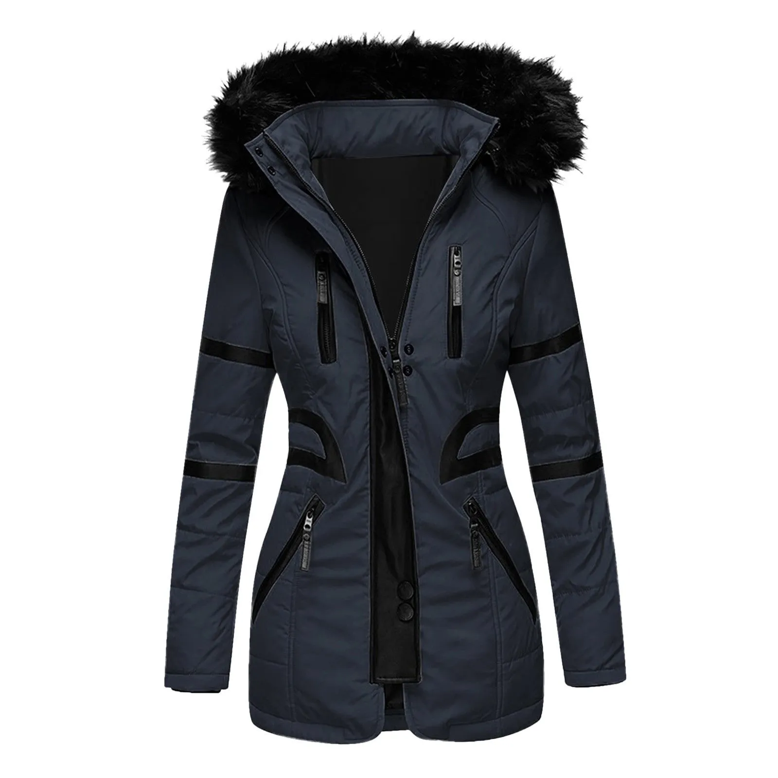 Elegant women's winter coat with hood and wool